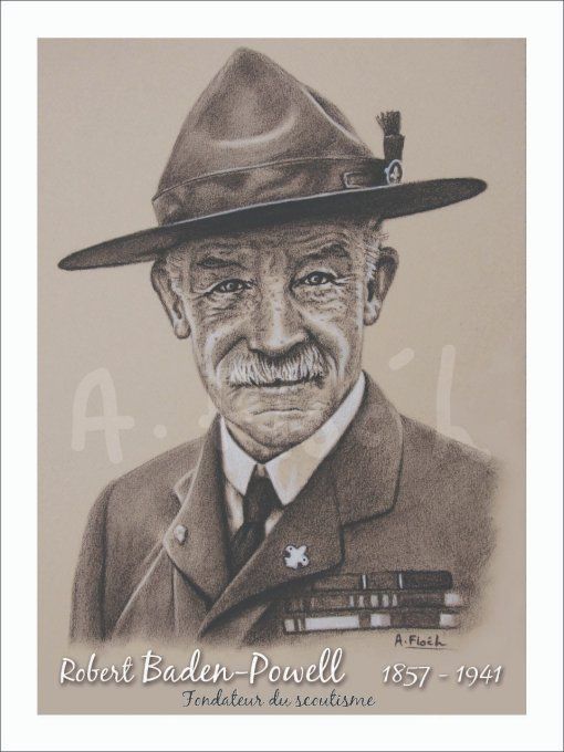 Portrait fusain de Baden-Powell