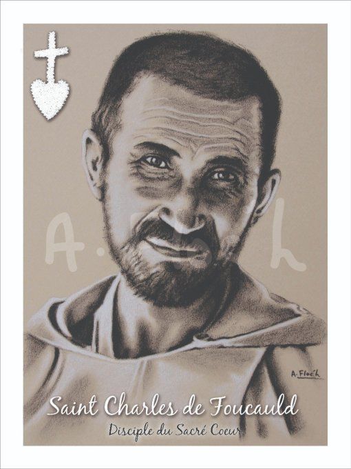 Portrait fusain de Saint Charles de Foucauld