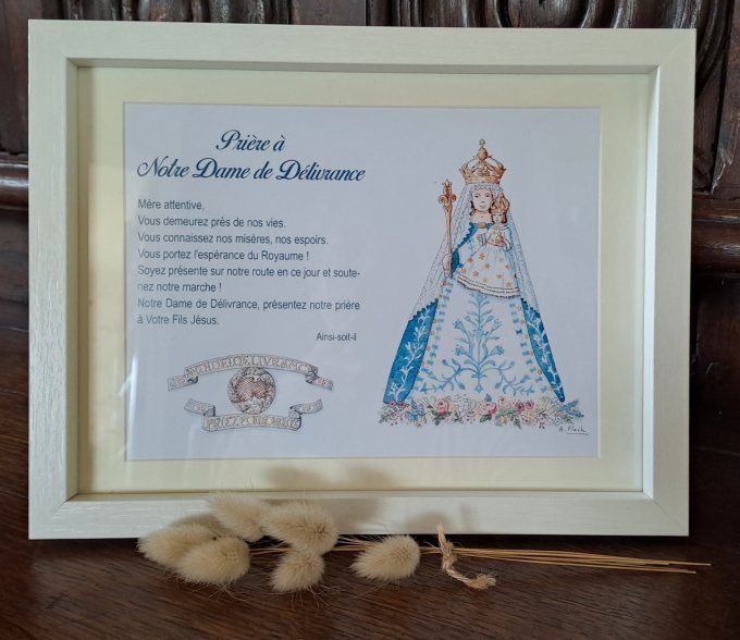 Poster de ND de Délivrance, variantes avec prière ou sans