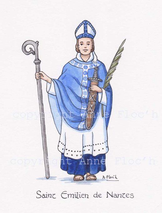 Aquarelle originale de saint Emilien