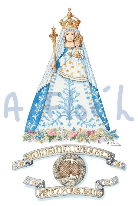 Poster de ND de Délivrance, variantes avec prière ou sans