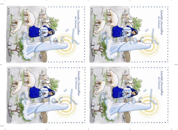 Lot de 4 cartes d'un saint patron 8 x 12 cm