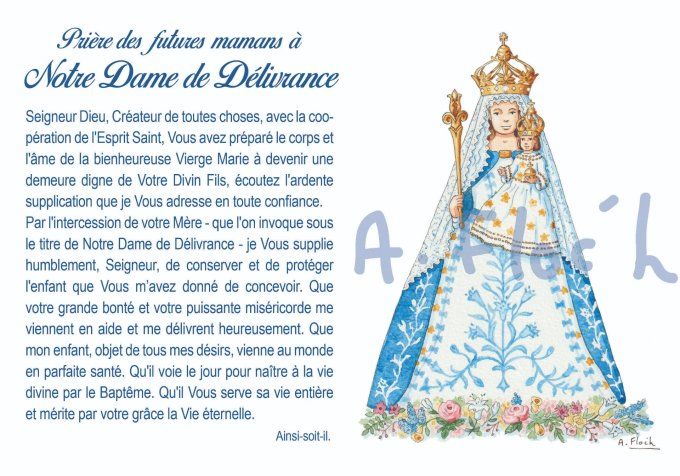 Poster de ND de Délivrance, variantes avec prière ou sans
